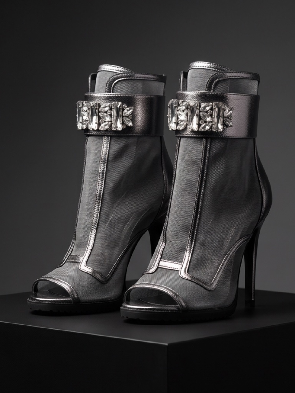 Never Worn Karl Lagerfield Silver Ankle Boot